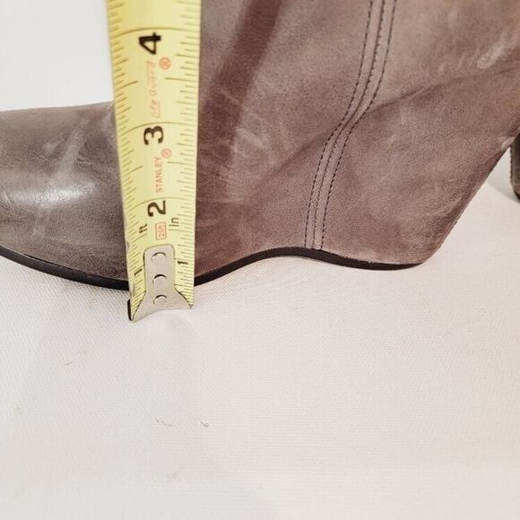 ASH Wedge Ankle Boots Women's Leather Fur Cuff Zip Studs Sz 7.5 EU 38 Gray Taupe - Picture 11 of 13